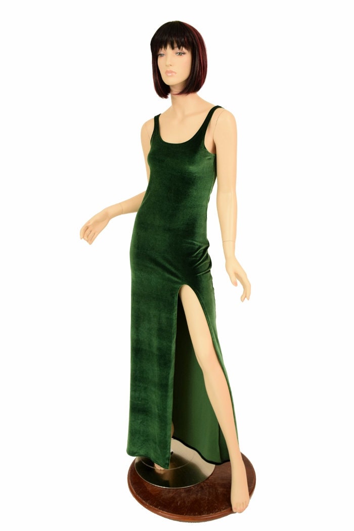 slim fit dress slacks Emerald Green Velvet Bridesmaid Dress 2021 V-Neck Maxi Dress with Slit & Long Sleeves Dusty Rose / 12 main image 0