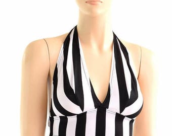 black and white striped halter top