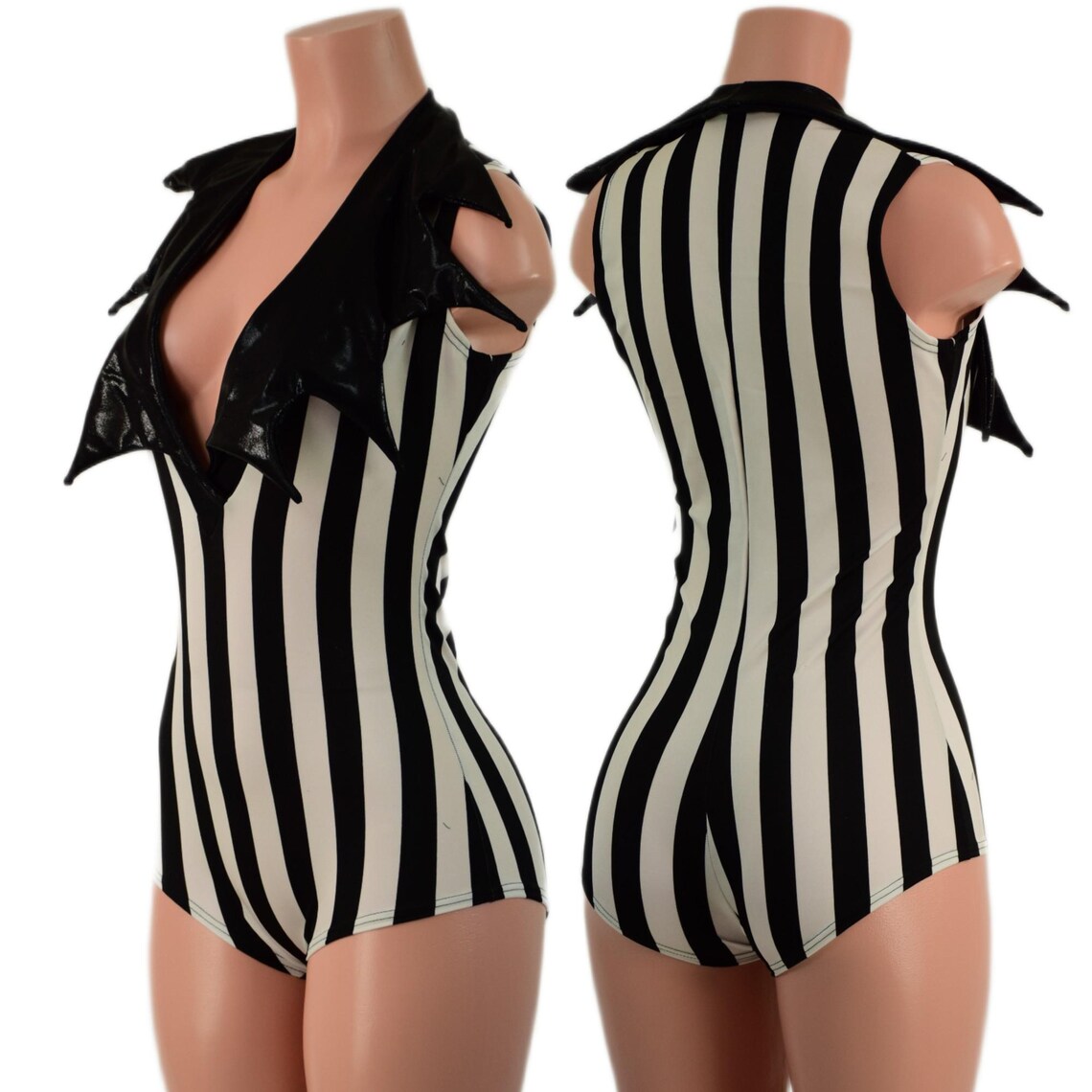 The Triple Threat Romper in Black Mystique with Brazilian Cut Leg