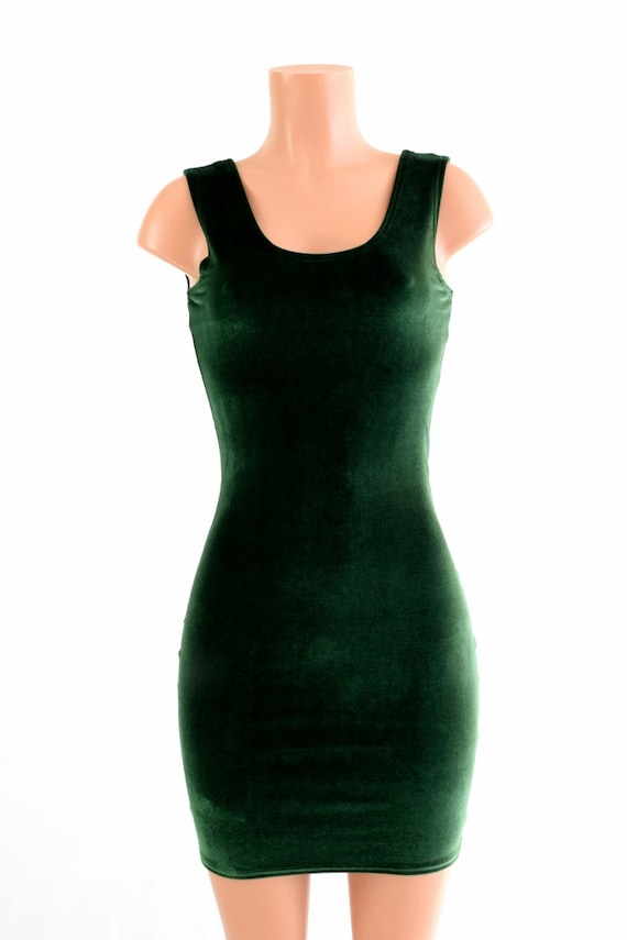 dark green tank dress FITTED AND FINE RIBBED TANK MINI DRESS