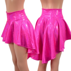 Hi Lo Skirt in Neon Pink Sparkly Jewel