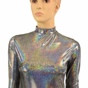 Silver Holographic Catsuit With Long Sleeves and Stella Front - Etsy