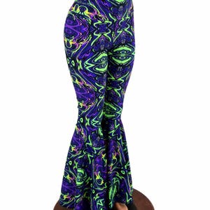 High Waist Bell Bottom Flares in Neon Melt 155036