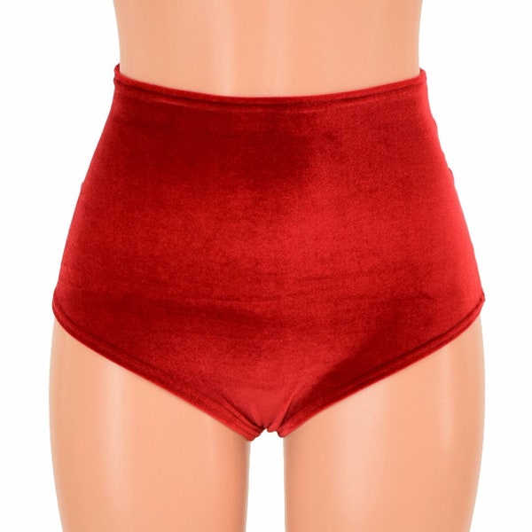 High Waist Siren Shorts in Red Velvet - 155261