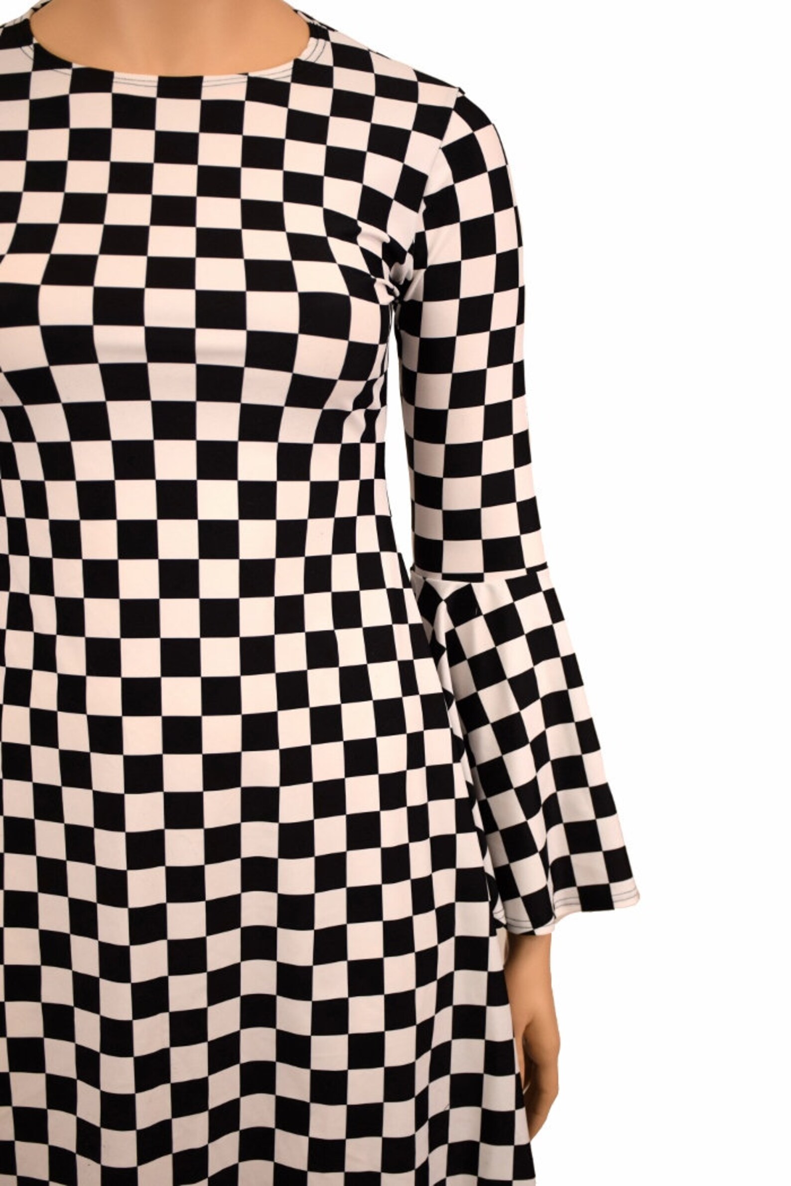 Black & White Seamless Checkered Pattern Dress