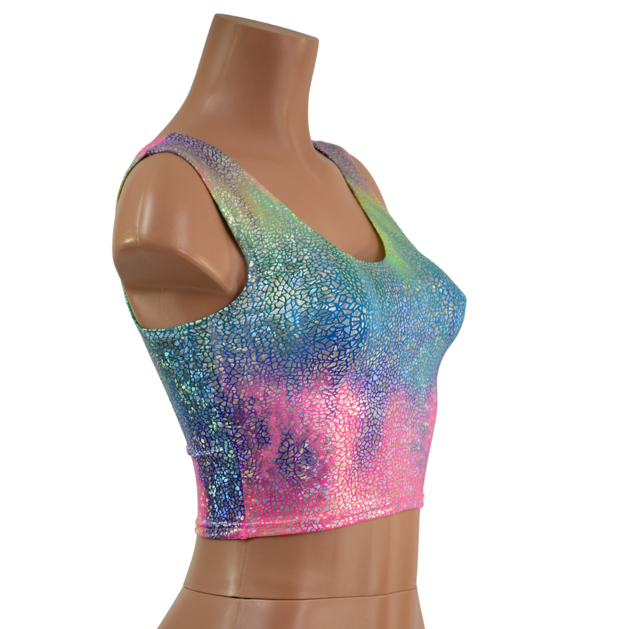 Rainbow Shattered Glass Holographic Crop Tank 157801 - Etsy