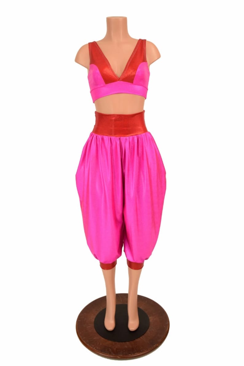 Genie Costume Neon Pink Starlette Bralette w/Red SJ Straps & Etsy
