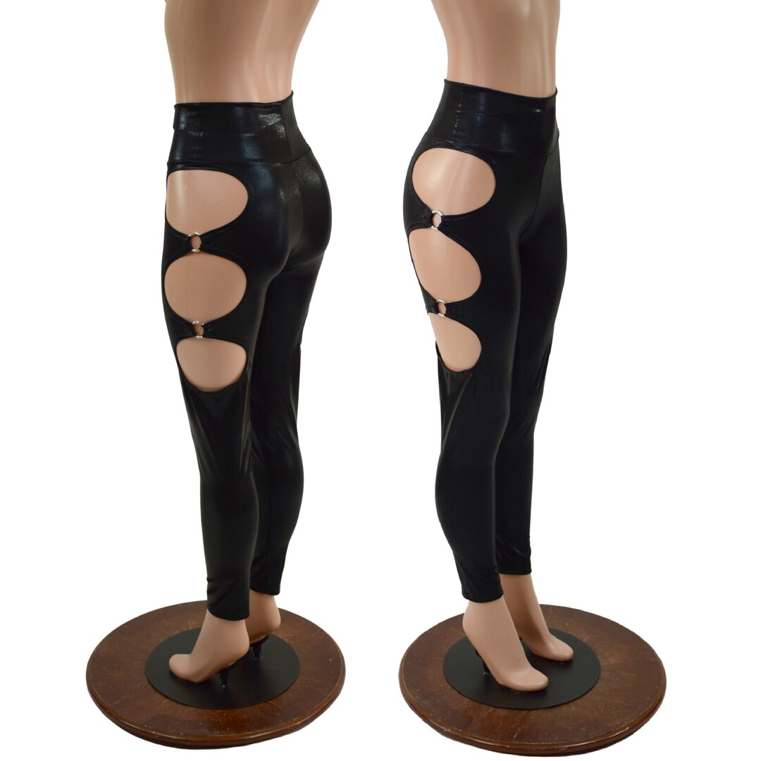 マイスタイル Black Mystique High Waist Leggings With O-ring Cutouts