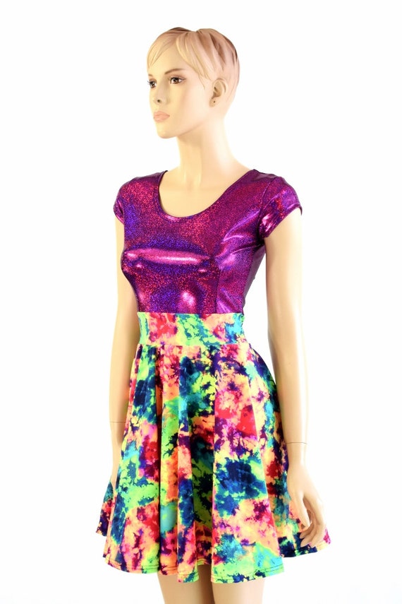 pink cap sleeve skater dress Women's Pink Round Neck Short Sleeve Linen Blend Skater Dress