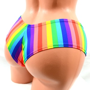 Ultra Cheeky Booty Shorts in Rainbow Stripe -E7906
