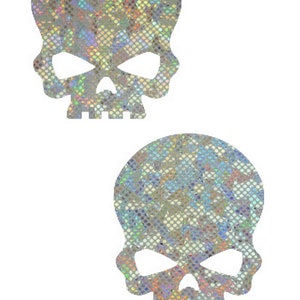 Frostbite Shattered Glass Holographic Skull Pasties