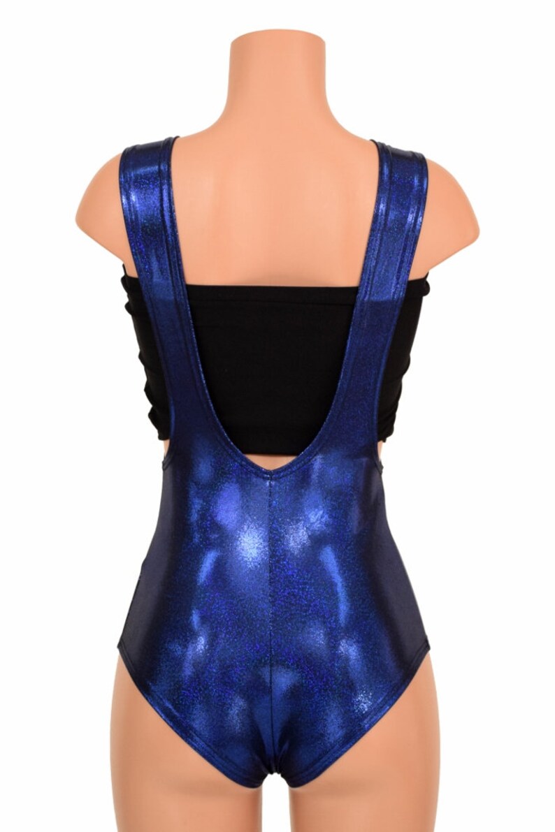 Blue Suspenders Romper