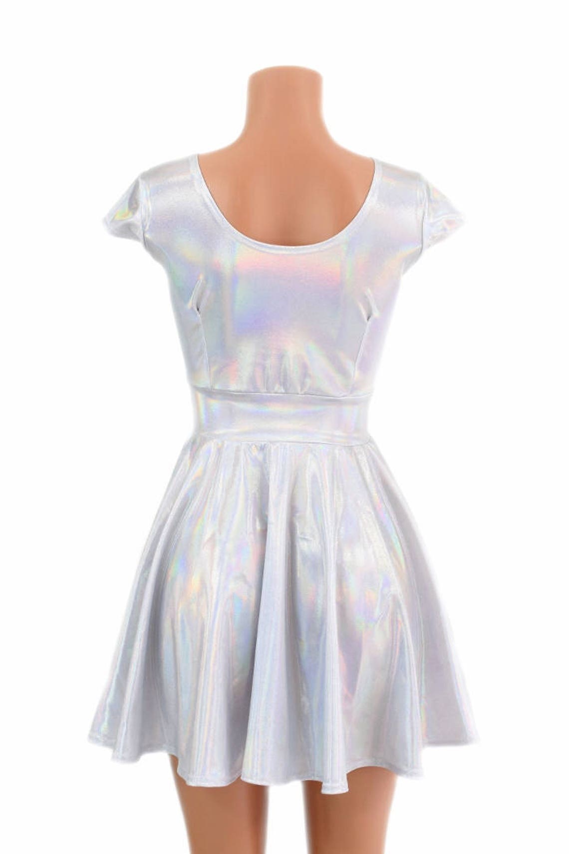 Flashbulb Holographic Cap Sleeve Skater Dress With Scoop | Etsy