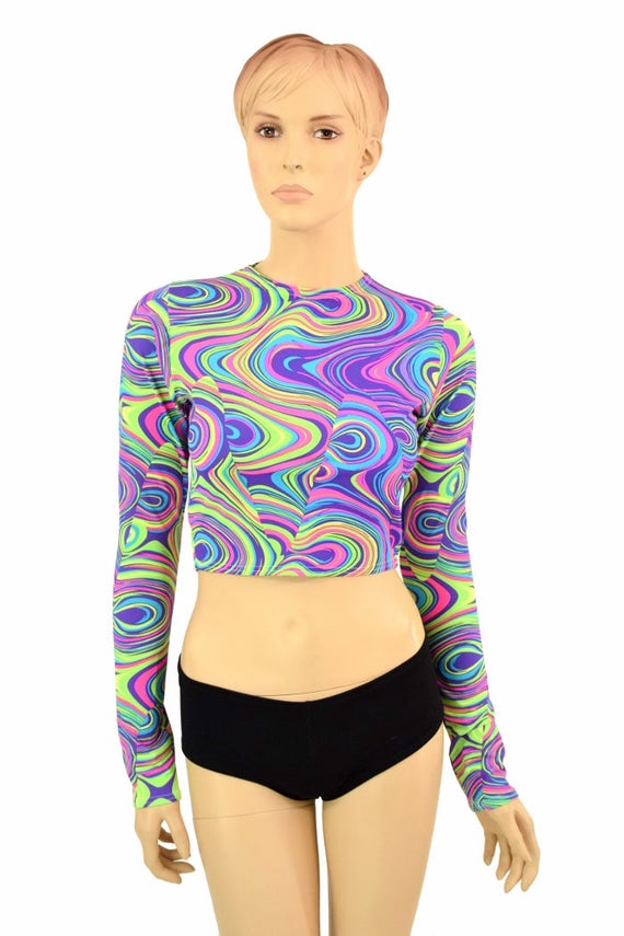 Long sleeve crew neck crop top hotsell