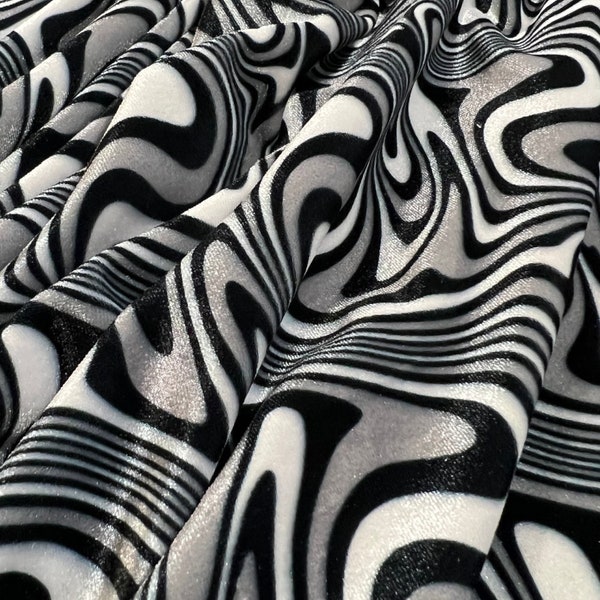 UV Glow Four Way Stretch Micro Velvet in Distortion  (By the Yard)