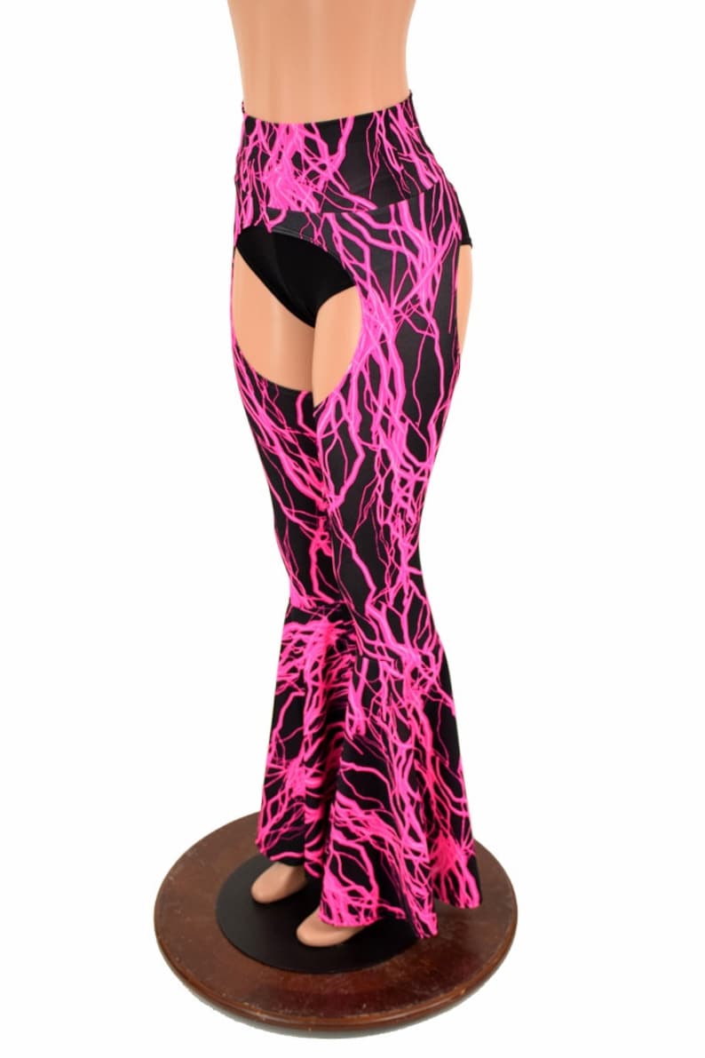 Bell Bottom Flare Chaps in Pink Lightning UV GLOW (shorts Not Included ...