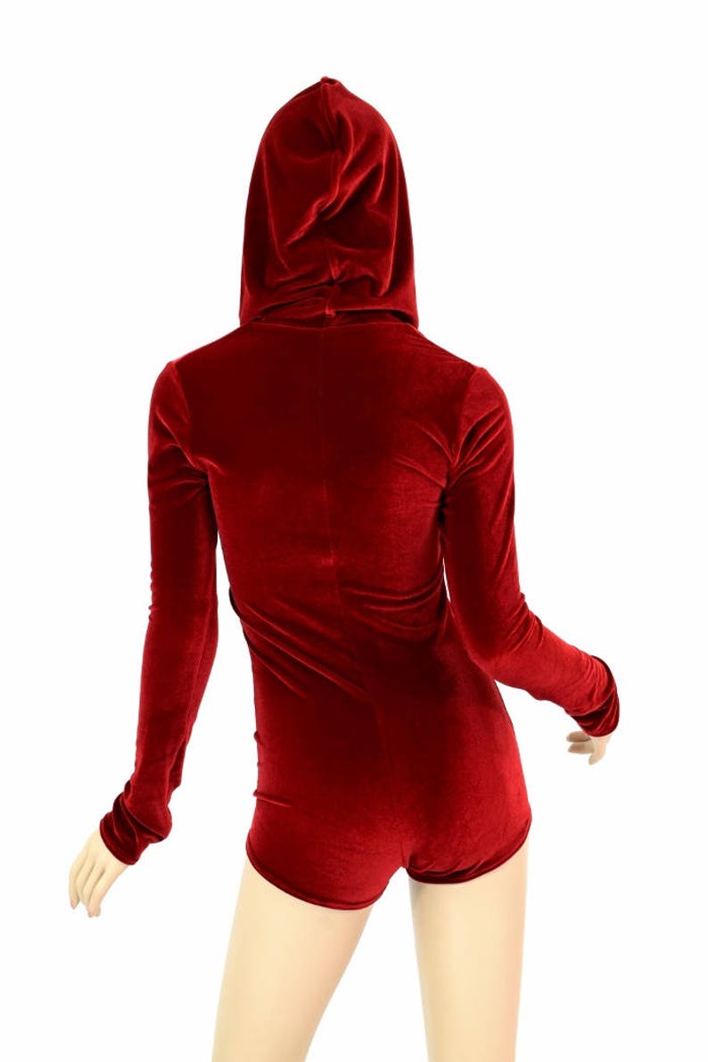 red hooded romper