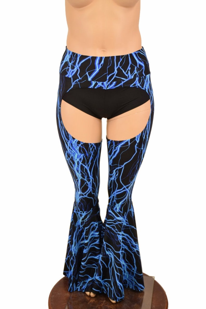 Bell Bottom Flare Chaps in Blue UV Glow Lightning 156847 - Etsy