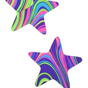 UV Glow Worm Star Pasties Body Stickers Neon Bright Colorful