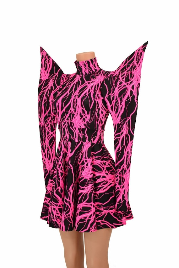 Mega Huge Sharp Shoulder UV GLOW Pink Lightning Print Turtle