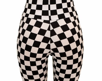black and white checkered biker shorts
