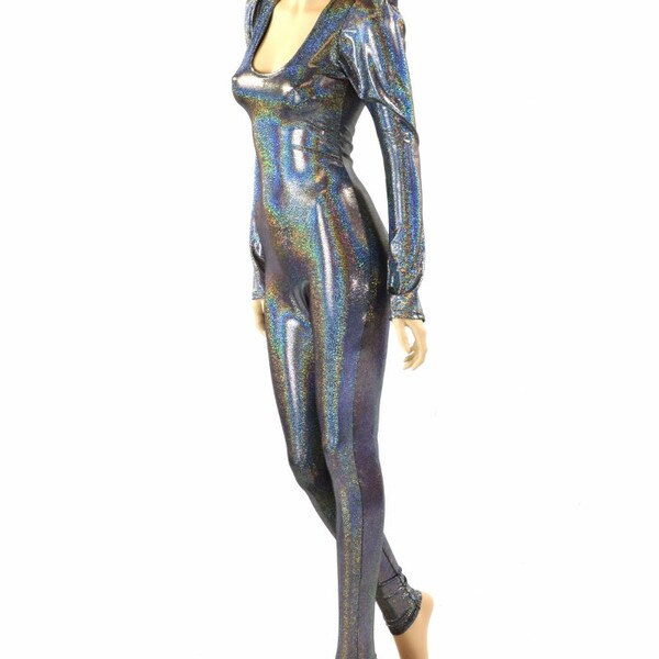 Game Over Holographic Bodysuit & Vinyl Mini Skirt Set main image 1