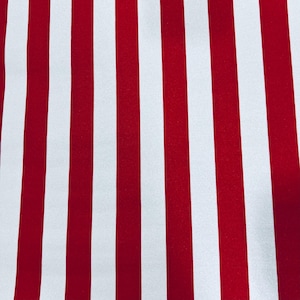 Red And White Striped Four Way Stretch Spandex Fabric (By the Yard)