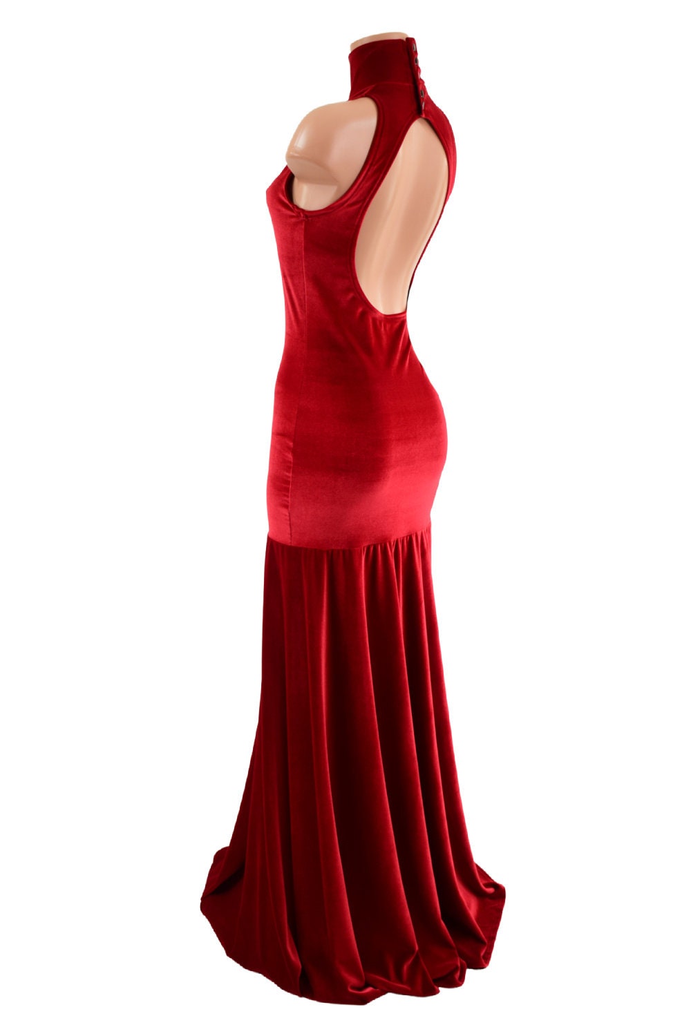 red velvet open back dress Melbourne Velvet Maxi Open Back Dress In Burgundy by ROSERRY