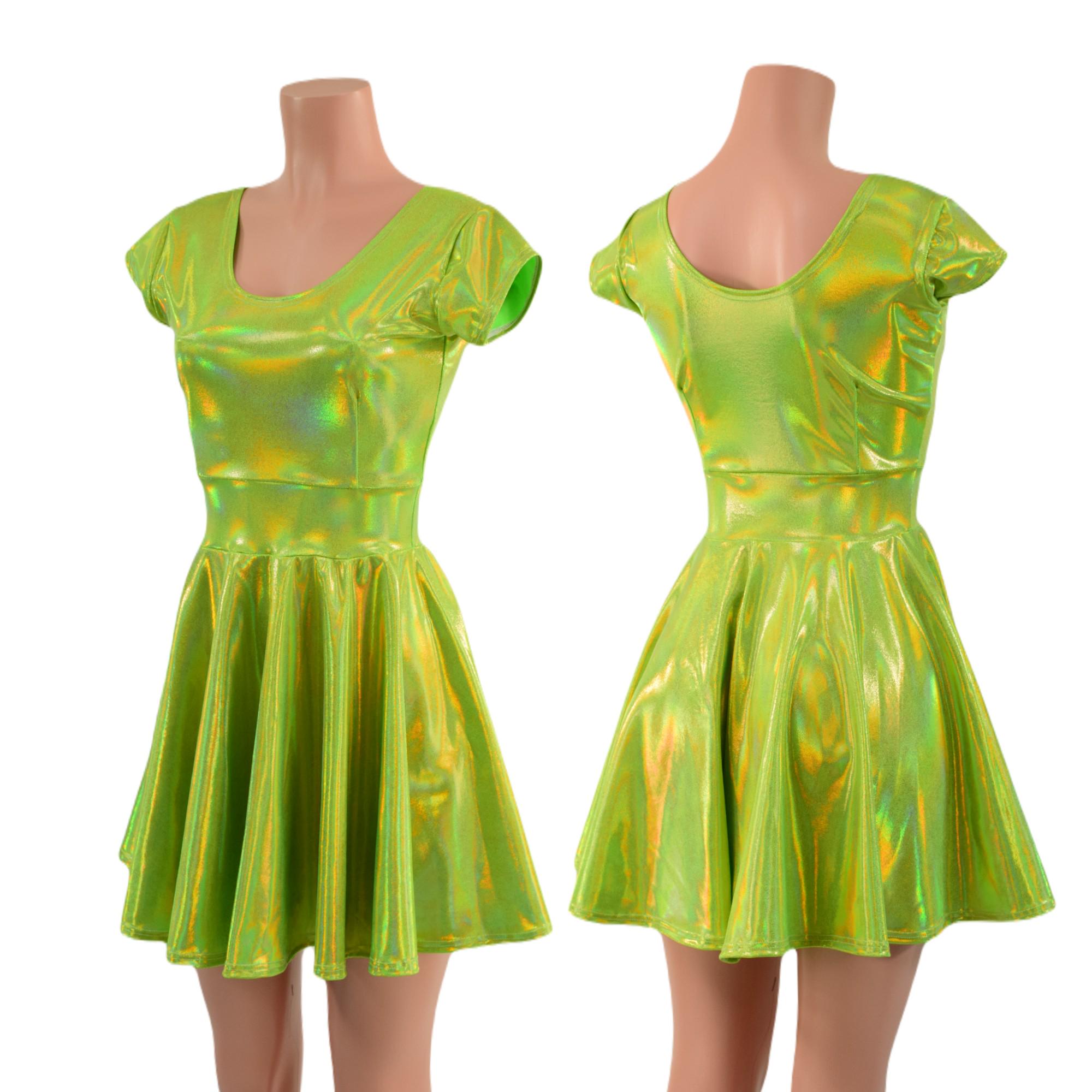 Buy Lime Green Holographic Scoop Neck Cap Sleeve Skater Dress - Online in India - Etsy Buy Lime Green Holographic Scoop Neck Cap Sleeve Skater Dress - Online in India - Etsy