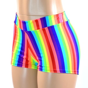 Midrise Rainbow Print Spandex Mid Rise Booty Shorts   151134