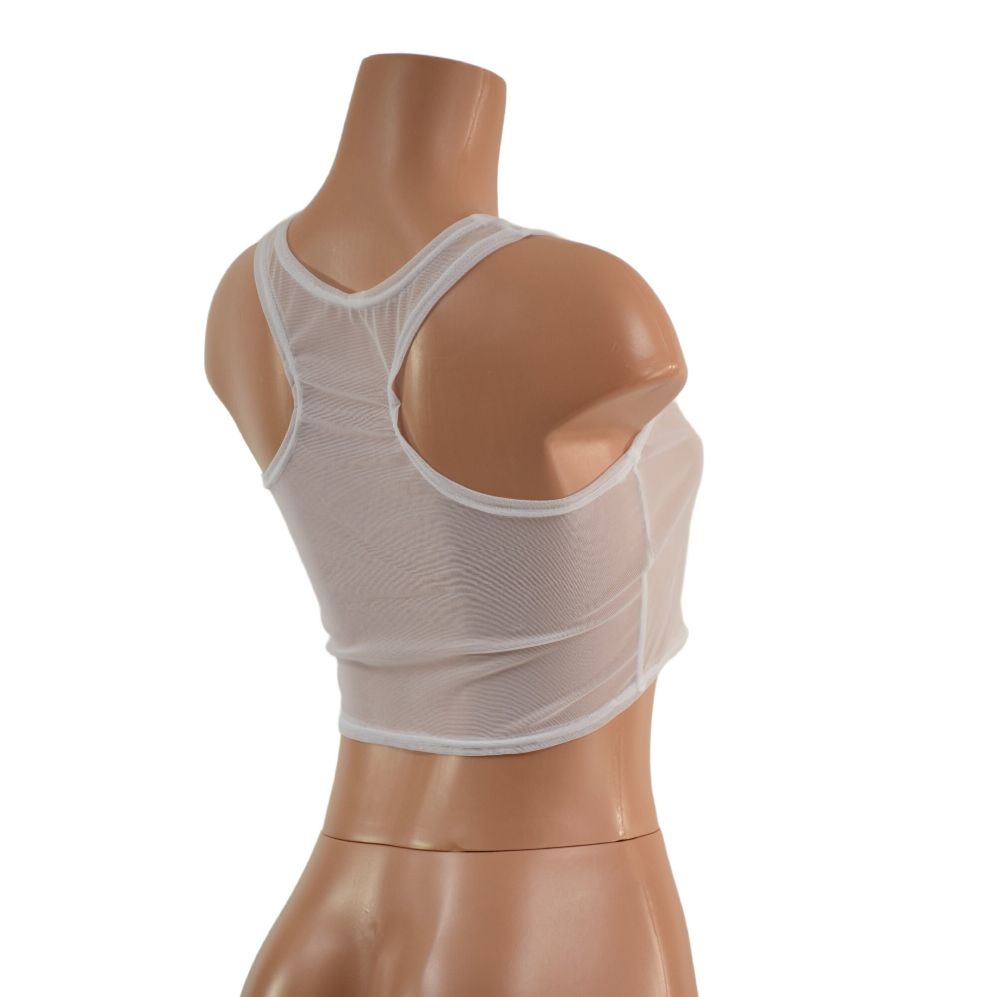 White Mesh Racerback Crop Top - Etsy UK