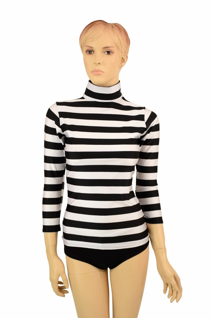 【PORTERNA】Ocean stripe turtleneck grand-le-mar-knits-black-white