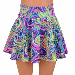 Neon Glow Worm Circle Cut Rave Skirt  -E8013