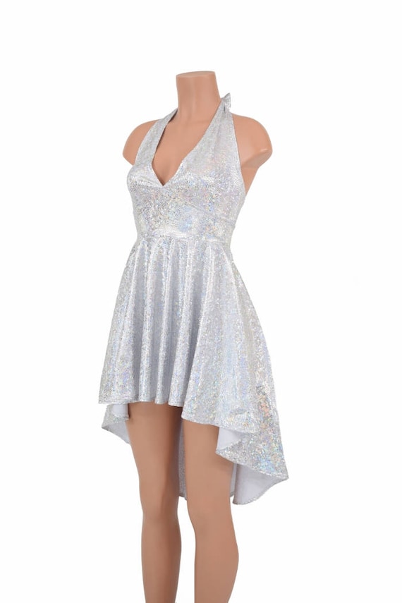 sachin and babi light blue dress Shimmering Silver Halter Neck Prom Dresses Sparkly Tulle Bow-Tie Eveni   Viniodress