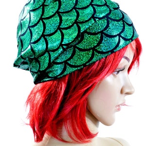 Green Dragon Scale Beanie Hat Stretchy Rave Festival Cap  -150981