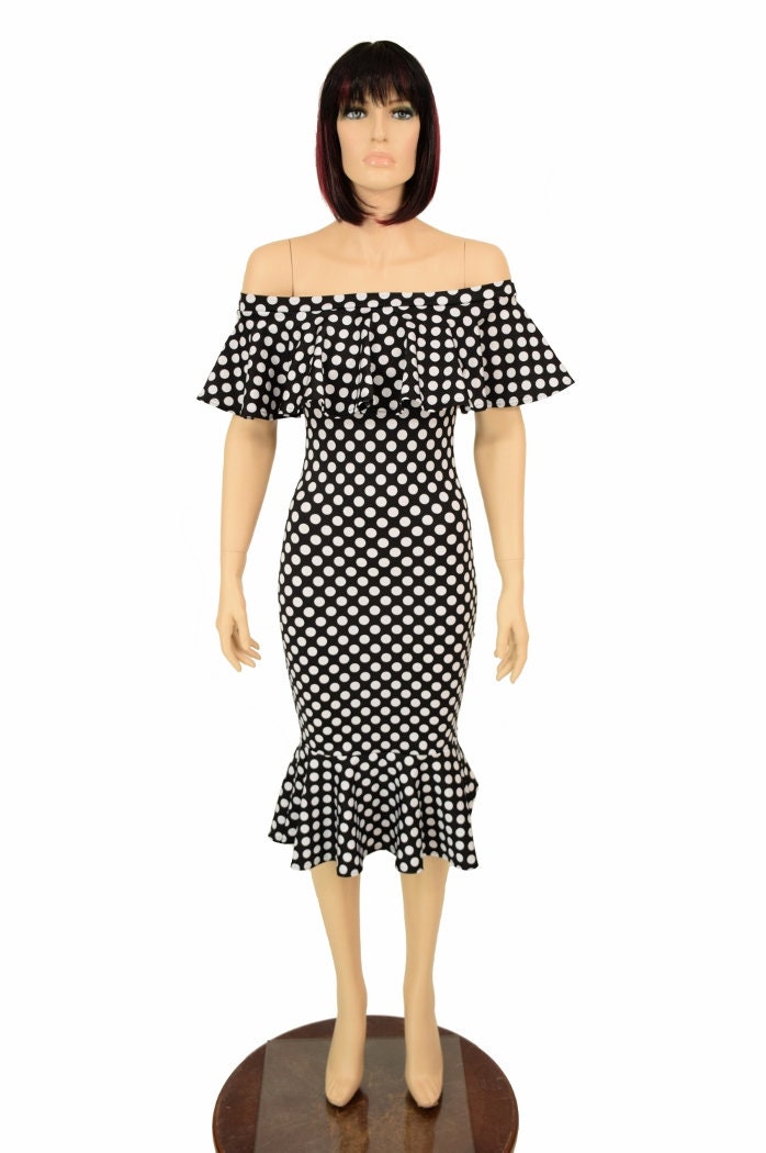 ワンピース Her lip to Polka-Dot Open Shoulder Dress Herlipto Polka-Dot Open Shoulder Dress