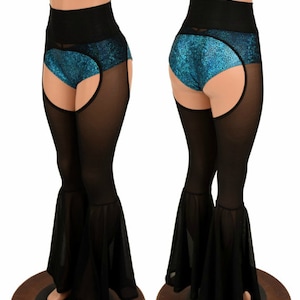 Bell Bottom Flare Chaps in Black Mesh - Shorts not included -