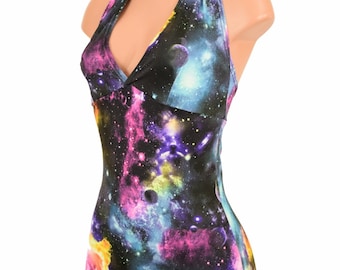 UV Glow Galaxy "Monroe" Halter Romper Rave Festival Onsie 152874