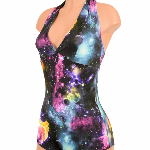 UV Glow Galaxy "Monroe" Halter Romper Rave Festival Onsie 152874