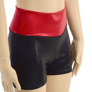 Childrens Black Mystique High Waist Shorts with Red Sparkly Jewel Waistband 15810456