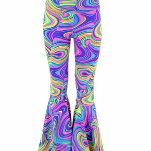 Kids UV Reactive Glow Worm Bell Bottom Flared Festival Pants - Etsy