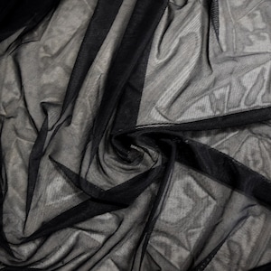 Four Way Stretch Black Mesh Fabric  (By the Yard)
