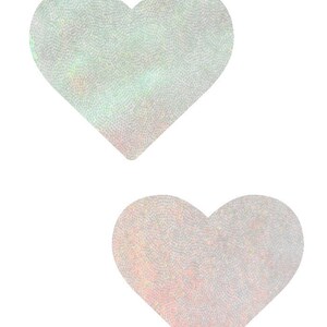 Flashbulb Holographic Heart Pasties White Body Stickers Shiny Shimmery