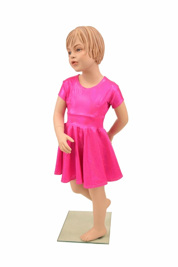 pink skater dress with cap sleeves Cap Sleeve Skater Dress in Pink Sparkly Jewel Holographic