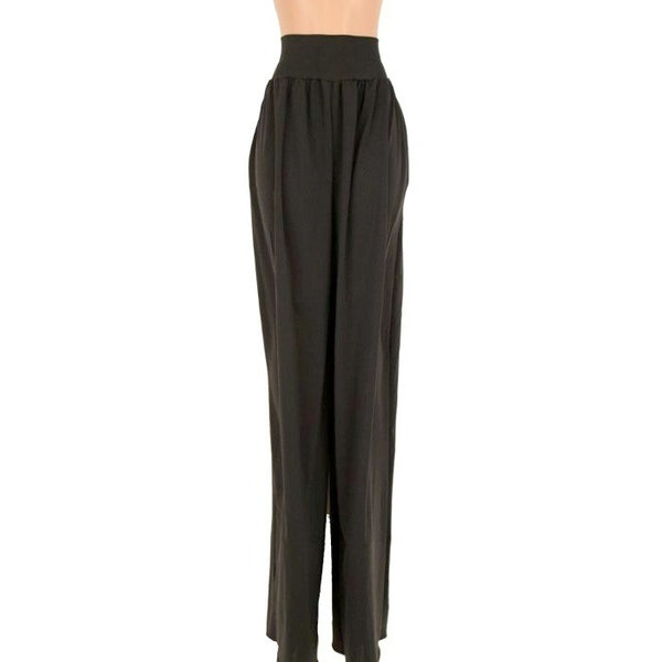 Trouser Style Stilt Pants in Smooth & Sleek Black Spandex Stilting Costume Stilt Covers with Pockets - 156525