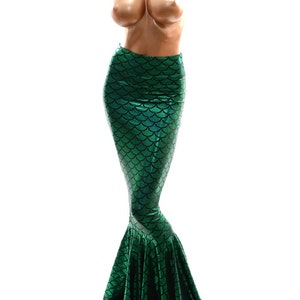 Green Dragon Scale High Waist Mermaid Skirt  -E7166