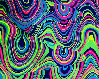 UV Glow Worm Neon Print Spandex Fabric (By the Yard)