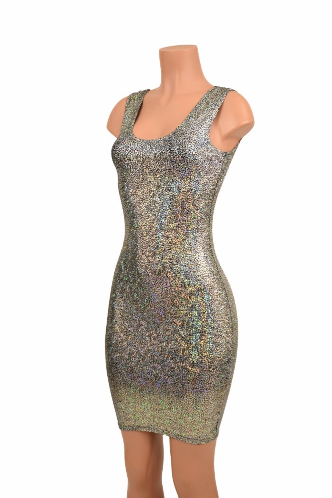 Silver in Black Shattered Glass Tank Style Metallic Bodycon - Etsy