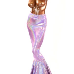 Light Lilac Purple Holographic Spandex Mermaid Tail Skirt  150801
