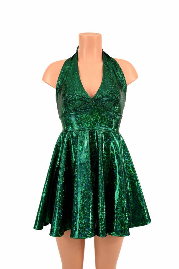 sachin and babi light blue dress Green Kaleidoscope Halter Tie Back Skater Dress